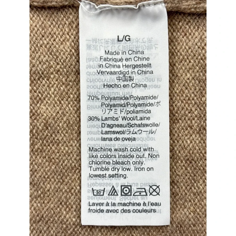 J.Crew Shawl Collar Sweater Mens Large L Heathered Tan Lambs Wool Blend Pullover